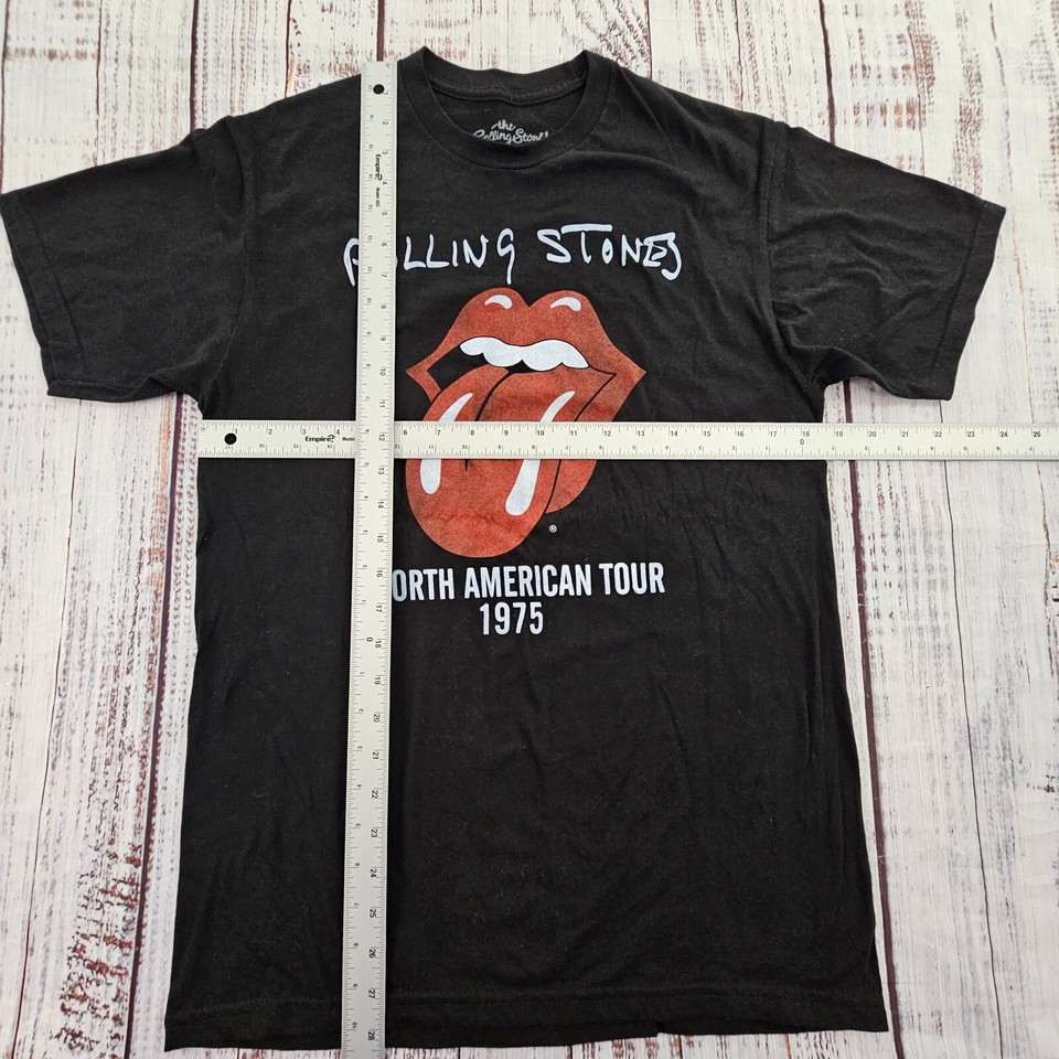 Rolling Stones 1975 Tour Black Short Sleeve Cotton Blend TShirt Men's