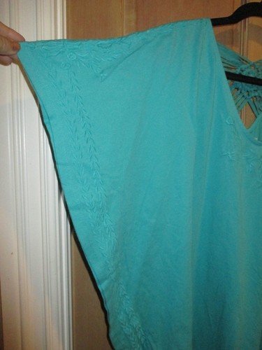 NUEVO Billabong MINI Camisa de Vestir Top Bikini Cubierta M Verde Bordado Boho - Imagen 3 de 5