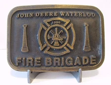 John Deere Waterloo FIRE BRIGADE Belt Buckle 1986 Employee Only  Ltd Ed 1 of 50