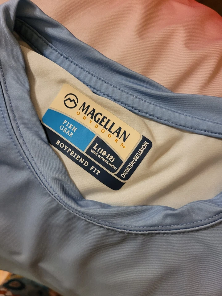 Рубашка Magellan для девочек L розовая/зеленая Ombre Fish Gear Boyfriend Fit Moisture Wick - Изображение 3 из 4