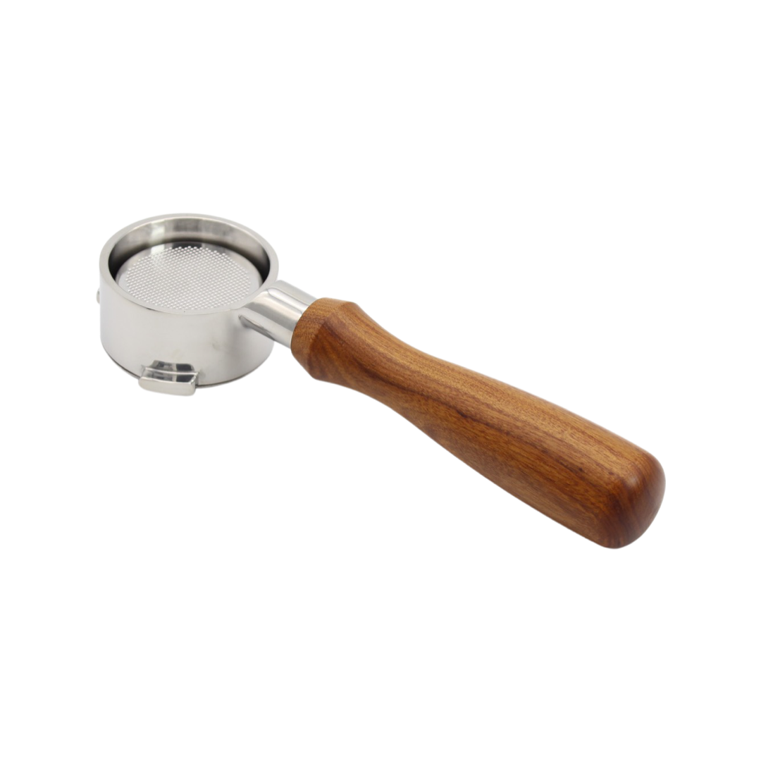 58mm Bottomless Portafilter – Stainless Steel & Wood Handle, Fits Breville Machines