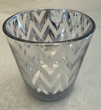Mercury Glass Votive Candle Holders Silver Chevron Pattern Set of Six NEW