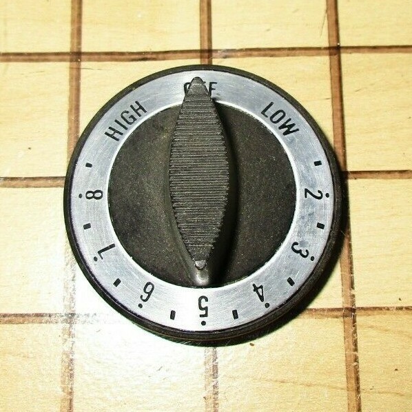 Vintage Thermador TMH Range Burner Knob Black SS 00414502, 1409886