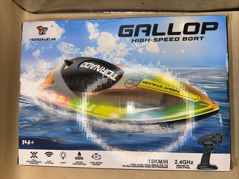 NEW Gallop High-Speed RC TORNADO Boat w LED Light Remote Control ORANGE 14+ - Image 2 of 4