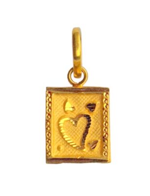 22K/18K Real Certified Fine Yellow Gold Square Shape Womens Pendant