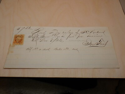 1873 Postage Stamped Mailed Hand Written Invoice Letter Document Ephemera 2c