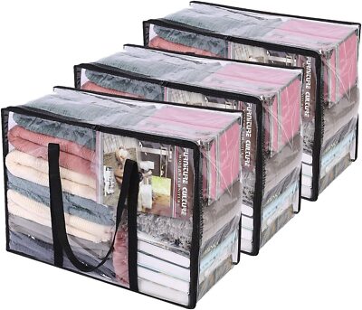 6 Stück Große Aufbewahrungsbeutel Mit Reißverschluss - 40x30x20 Cm, Transparent | Organizer Für Kleidung, Bettwäsche & Decken | Platzsparende Lagerung