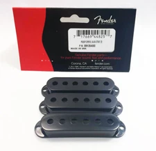 Genuine Fender BLACK Strat/Stratocaster Pickup Covers - Set of 3