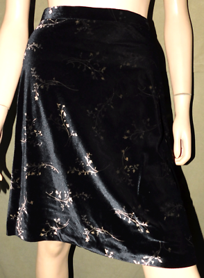 Jones New York Black Gold Velvet A-Line Skirt, Size 16, XL, L