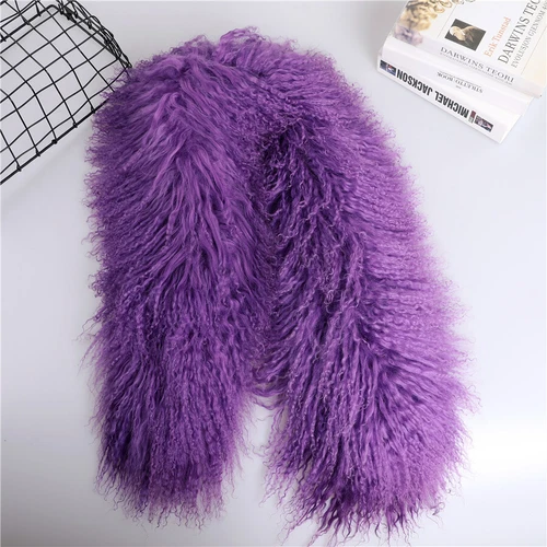 Women Real Mongolian Lamb Fur Scarf Shawl Double Side Lamb Neckerchief Wraps - Picture 26 of 28