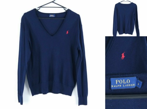 RALPH LAUREN Womens Dark Blue V Neck 