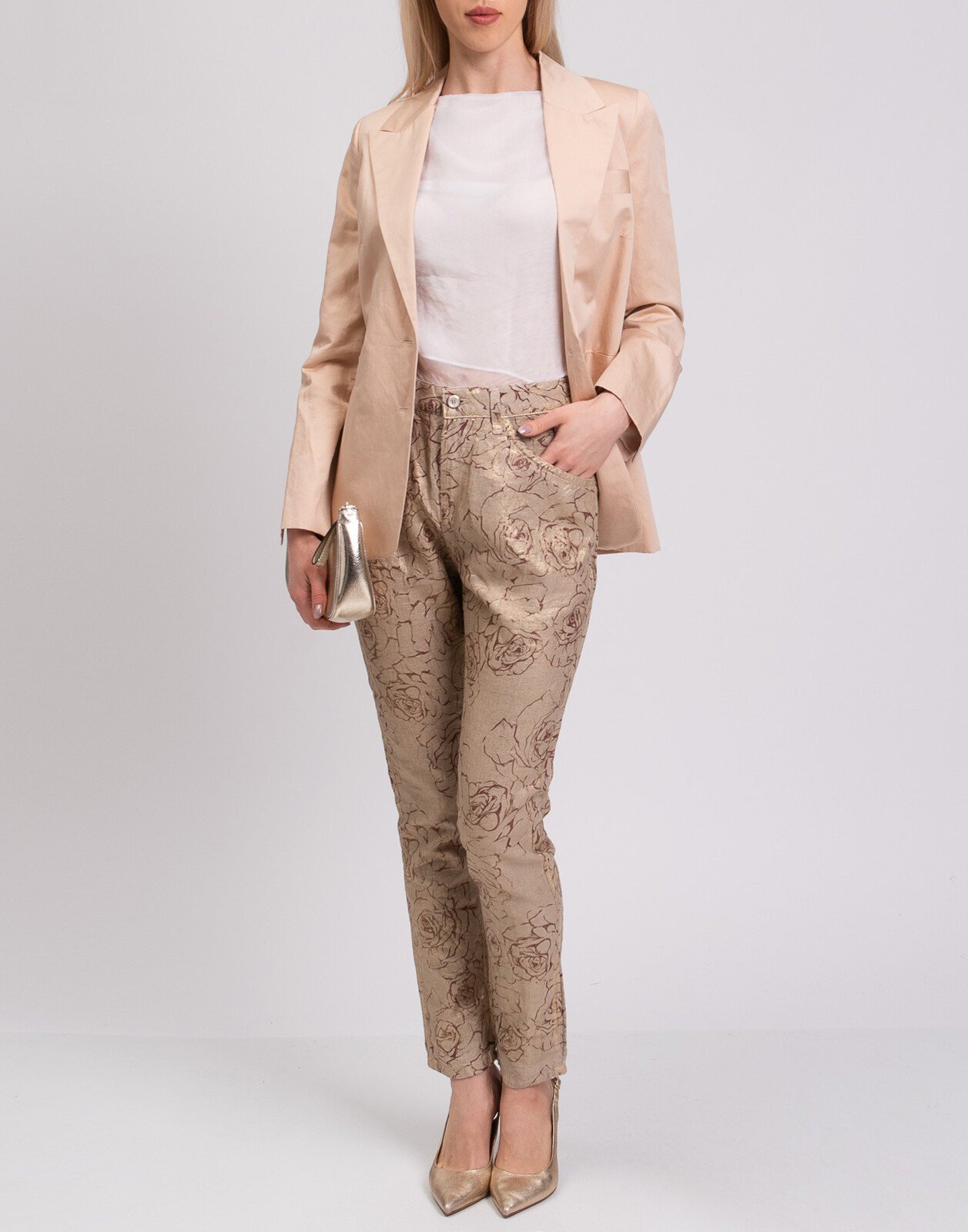 ALTRA RRP €185 MANILA GRACE DENIM Pantaloni Lino W28 Rivestimento Lucido Made in Italy