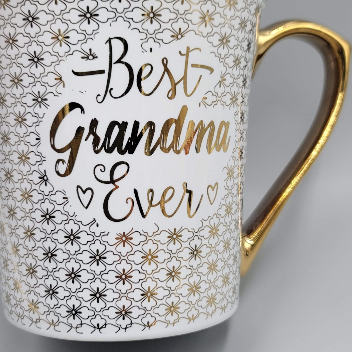 Best Grandma Ever Coffee Mug White and Gold 10 Strawberry street Large Size