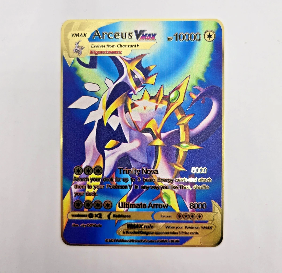 pokemon metal gold card arceus vmax Pokmon Cards Arceus VMAX Gold Metal Card.