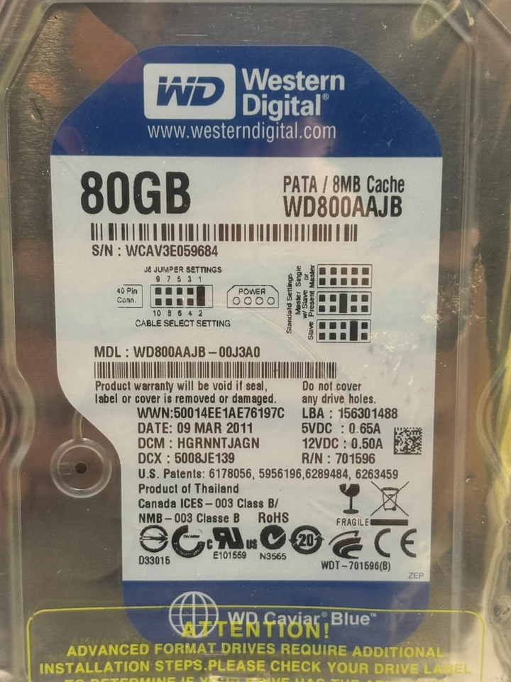 Western Digital WD800AAJB 80GB 7200RPM Ultra ATA100 / ATA-6 3.5 HDD New - Image 3 of 3