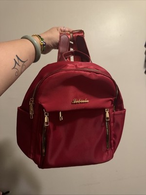 New Red Backpack with Compartments and Adjustable Shoulder Straps and Zippers
