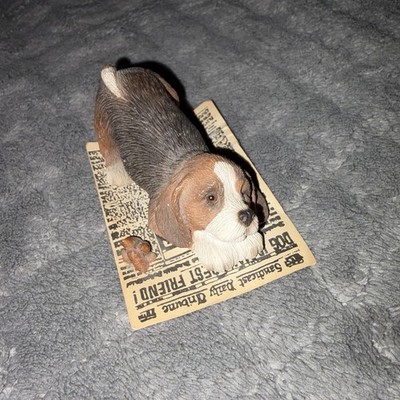 VTG 1990 Sandicast Pesky Peepers Dog Puppy Newspaper Figurine B01 Beagle S. Brue