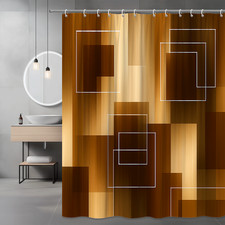 Modern Brown Geometric Shower Curtain - Stylish Bathroom Decor