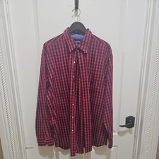 Chaps Easy Care Men’s 2XB Big Red plaid Long Sleeve Dress Shirt Casual Comfort