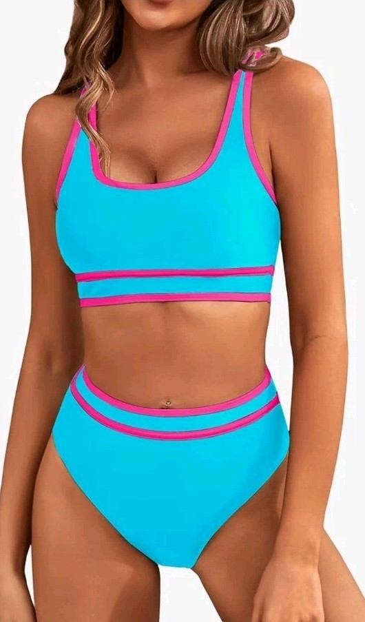 Sz M BMJL Women's High Waisted Bikini Sets Sporty Two Piece Swimsuits Color