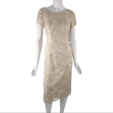 Alex Evening Gold Lace Sheath MIDI Dress