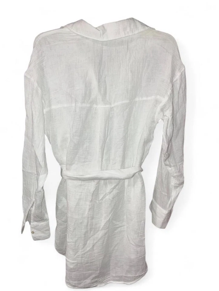 NUEVO CON ETIQUETAS Camisa blanca abotonada con corbata Abercrombie & Fitch pequeña para mujer Foto 3 de 4