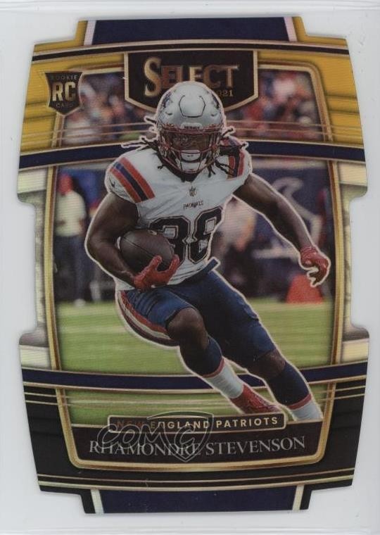 2021 Panini Select Concourse Black & Gold Prizm Die-Cut Rhamondre Stevenson 19b1