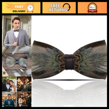 Elegant Handmade Pre-Tied Feather Bow Ties for Men - Luxury Wedding Tuxedo Acces