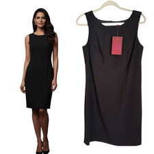 212 Collection Boatneck Sheath Dress Women's Size 12 Black Sleeveless Career