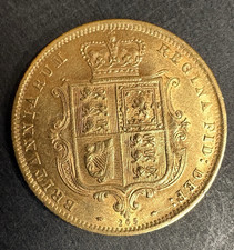 1872 Half Sovereign Shield Back Young Victoria, 22ct Gold Bullion