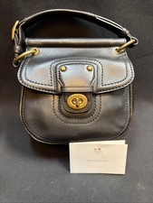 Vintage Coach Willis 70th Anniversary Black Leather Turnlock Hand Bag Purse
