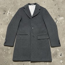 Moss Wool/Cashmere Blend Overcoat Men's Button Notch Collar Mid-Length Solid S