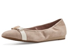 Cole Haan Women's Tova Bow Ballet Flats, Light Sesame Suede, 9.5-B US