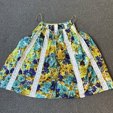 Zimmermann Women’s Top Size 2 Multicoloured Floral Lace Tank Blouse Top