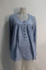 Womens We The Free Blue Item- 75 Herringbone Cotton Tunic Blouse Top M