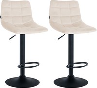 2Er Set Barhocker Jerry Samt Schwarz Creme