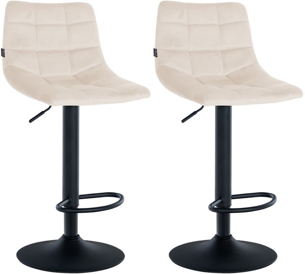 2Er Set Barhocker Jerry Samt Schwarz Creme-image