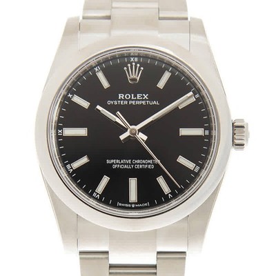 Rolex Oyster Perpetual 34 Automatic Chronometer Black Dial Ladies Watch