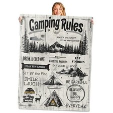 Rules Throw Blanket, Soft, Lightweight Flannel,Rustic Campfire 50x60in Camping