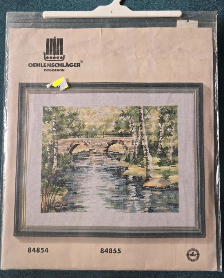 Arched Bridge River Scene Oehlenschlager Cross Stitch Embroidery Pattern DMC - image 2 of 3