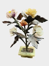Chinesischer Jade Edelsteinbaum Steinblumen Bonsai Handarbeit 20 cm.