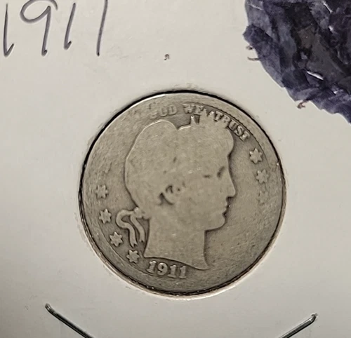 1911 25C Barber Quarter. Not so good condition.