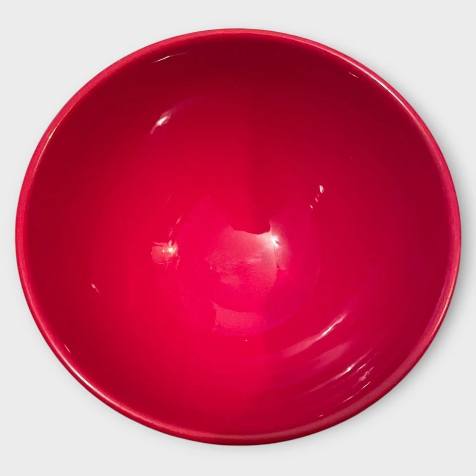 Waechtersbach Germany Set of 2 Ceramic 6" Soup Cereal Red Pedestal Vintage Bowls - Image 3 of 4