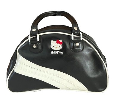 SANRIO HELLO KITTY MINI TOP HANDLE BOWLER BAG Y2K BLK/WT 2004 EMBROIDERED RARE