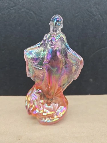Fenton Art Carnival Glass Pink Irridescent Water Nymph Figurine