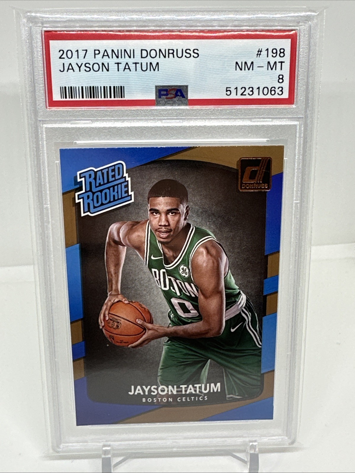 PSA  NM-MT 8 2017 PANINI DONRUSS JAYSON TATUM 198 51231063
