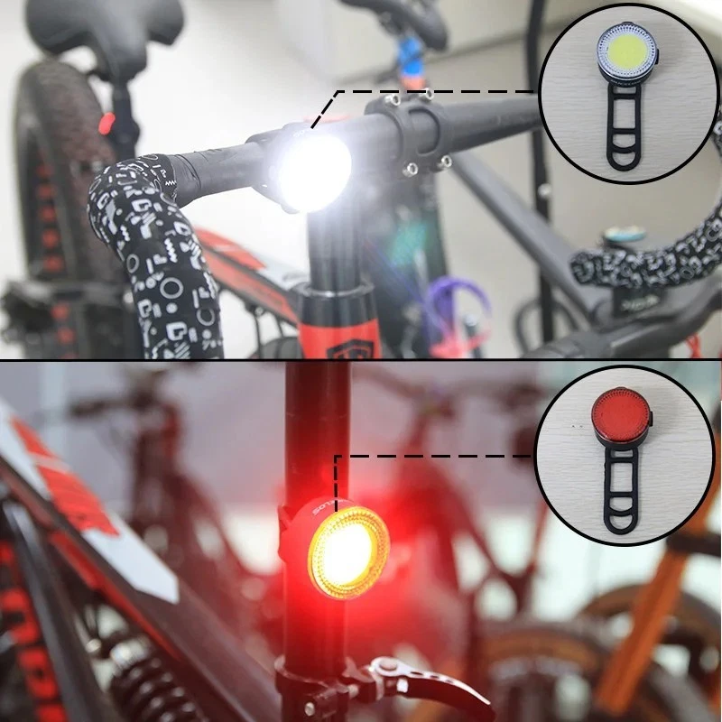 USB Rechargeable Bright LED Bicycle Bike Front Headlight and Rear Tail Light Set