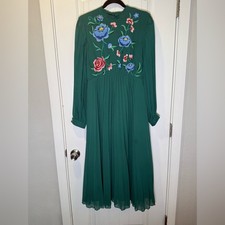 Asos Maternity Elegant Green Floral Embroidered Full Length Dress size 8