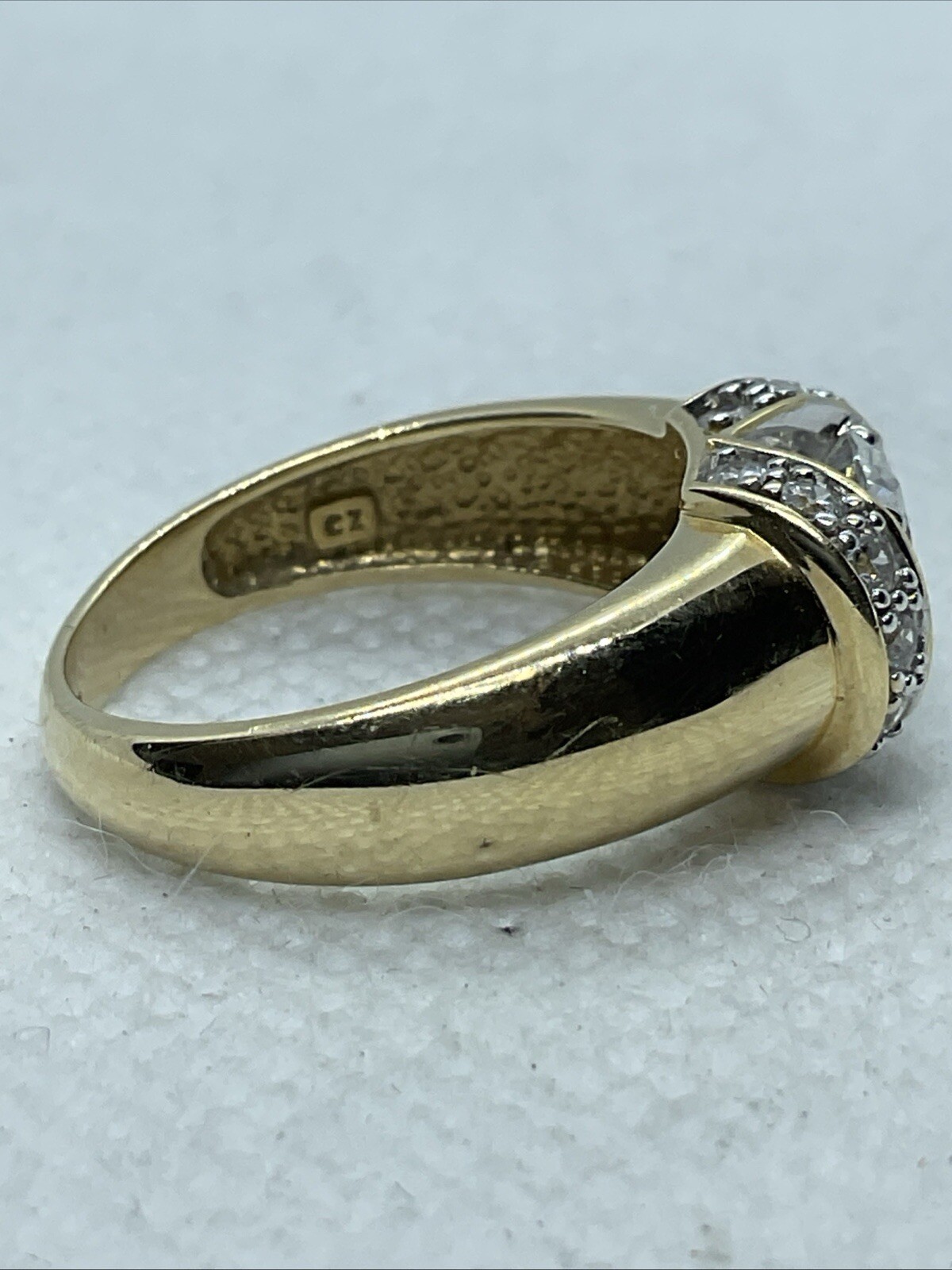 AWESOME Solid 14K Yellow Gold Solitaire White CZ … - image 7