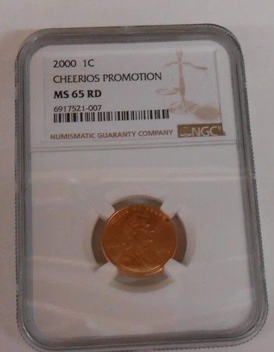 2000 CHEERIOS PROMOTION LINCOLN MEMORIAL CENT - NGC MS 65 RD - SPOT